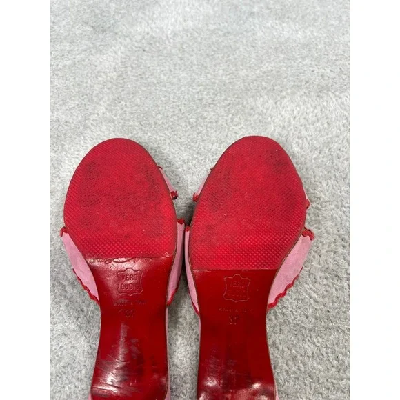 Christian Louboutin Vintage Pink Suede Scalloped Crisscross Rare Red Bottoms 37 - Picture 5 of 10